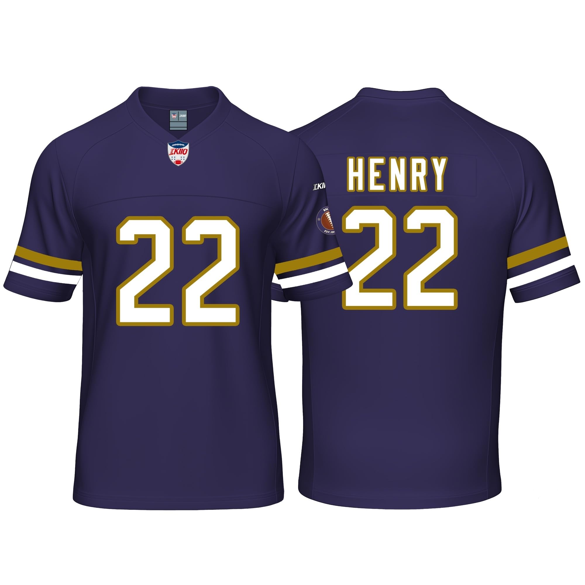 Custom Mens/Youth Football Stitched T-Shirt for Sports Fan Purple No Brand/Logos