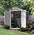 Devoko 6 x 4 FT Plastic Outdoor Storage Shed with Floor, Resin Garden Shed with Window, Outside Waterproof Tool Shed with Lockable Door for Backyard, Patio, Poolside, Light Grey