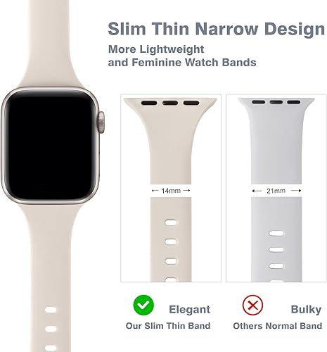 Miniatura 3 de Paquete de 6 correas delgadas compatibles con Apple Watch de 1.496 in 1.575 in 1.614 in 1.654 in 1.732 in 1.772 in 1.811 in 1.929 in, correa