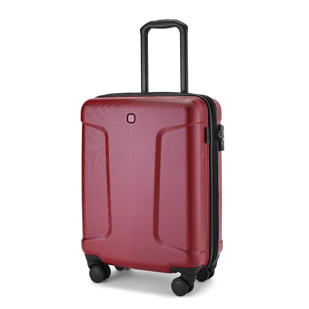 Wenger Energie hardcase koffer met 4 wielen, trolley, veiligheidssluiting, dames, heren, reizen, vakantie, Zwart, M, gemiddeld