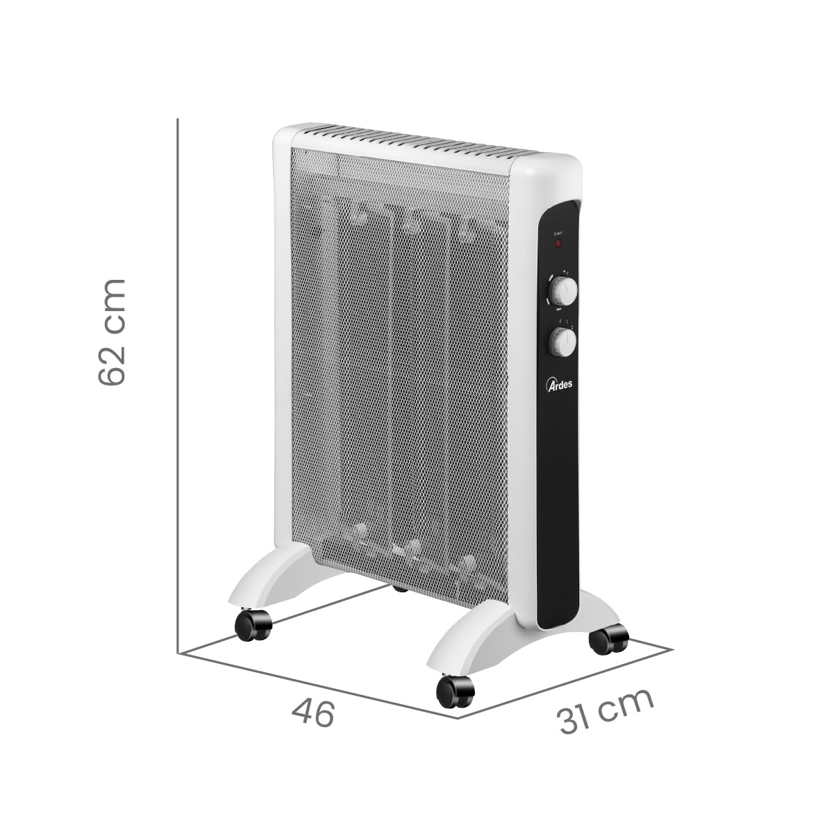 ARDES AR4MK01 SLEEK Radiateur en Mica Rapide Convention - Faible Consommation Silencieuse 2 Fonctions Chauffage - SMART avec Réglage Automatique