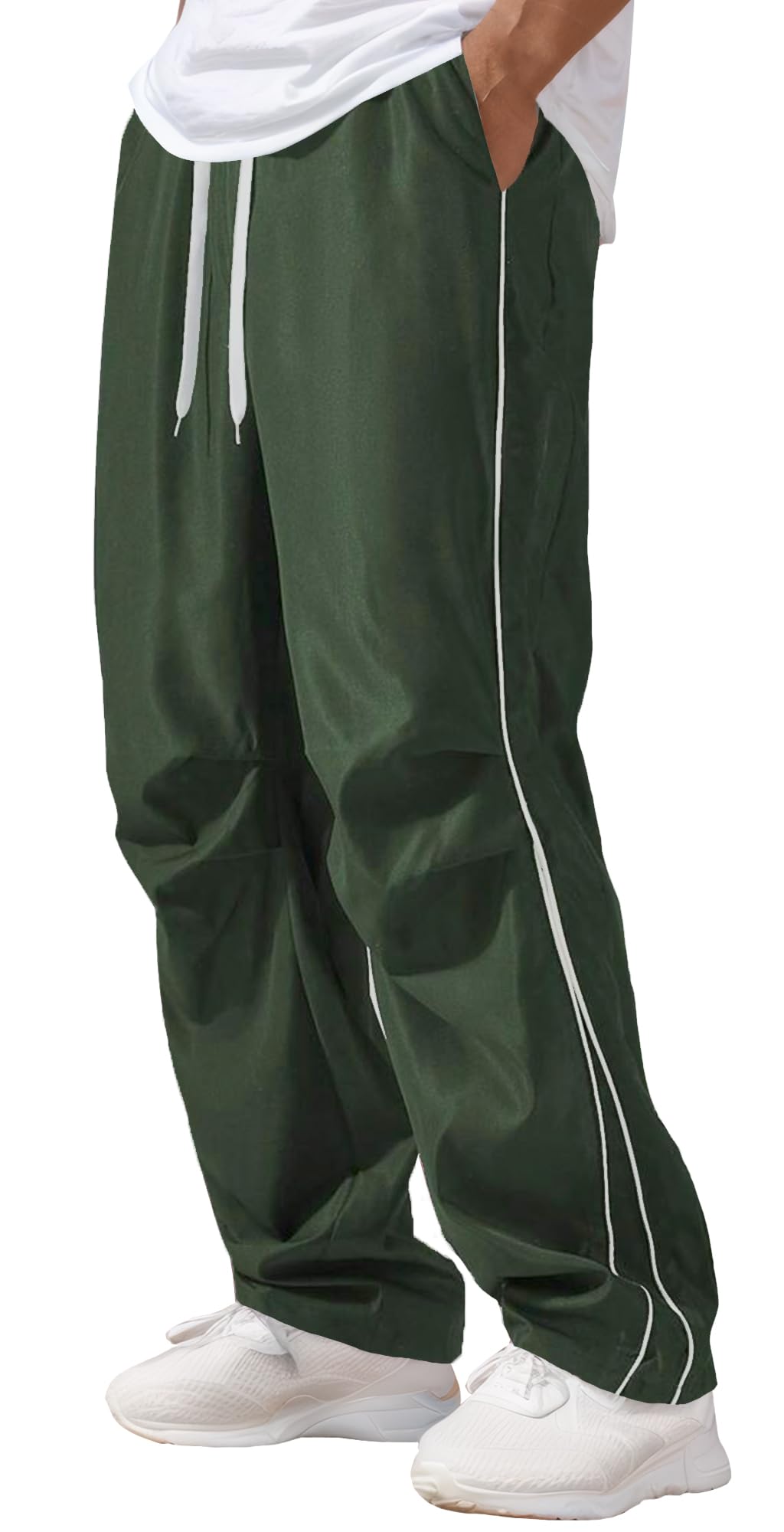 SEAUR Mens Baggy Pants Y2k Parachute Sweatpants Hiking Straight Leg Track Trousers