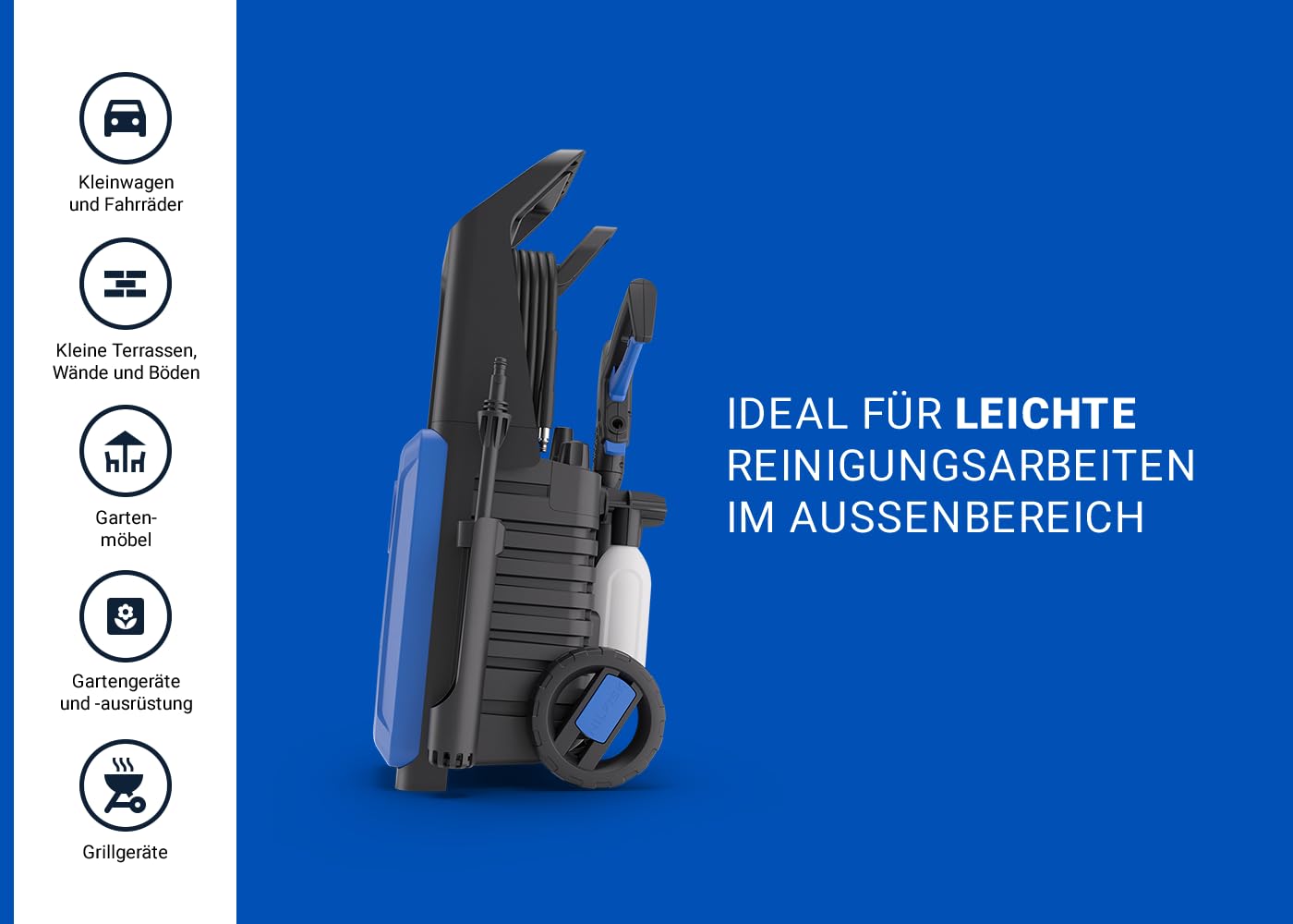 Nilfisk Classic 120 Bar Hochdruckreiniger – leicht zu bedienen für Auto, Terrasse und Außenflächen (1600 W)