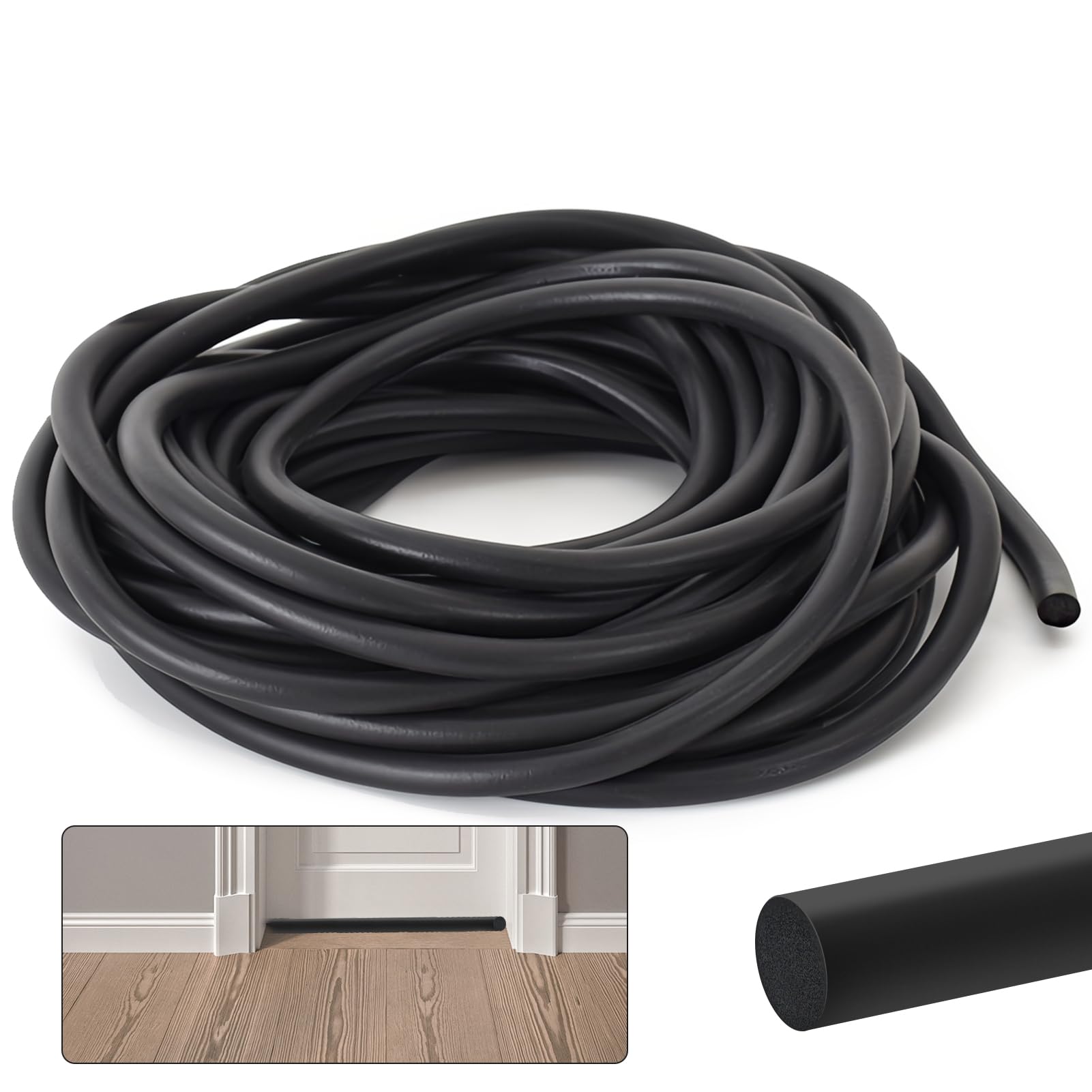sourcing map Silicone Mousse Joint Bande, 5mm Dia 5 Mètres Longue Éponge Caoutchouc Météo Ronde Caoutchouc Cordon Solide pour DIY Joint, Entrepôt
