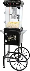 Carrinho de máquina de pipoca com chaleira de 236 ml faz até 32 xícaras de pipoqueira estilo máquina de fazer pipocas em rodas Máquinas de pipoca para casa comercial cinema máquina de pipoca estilo