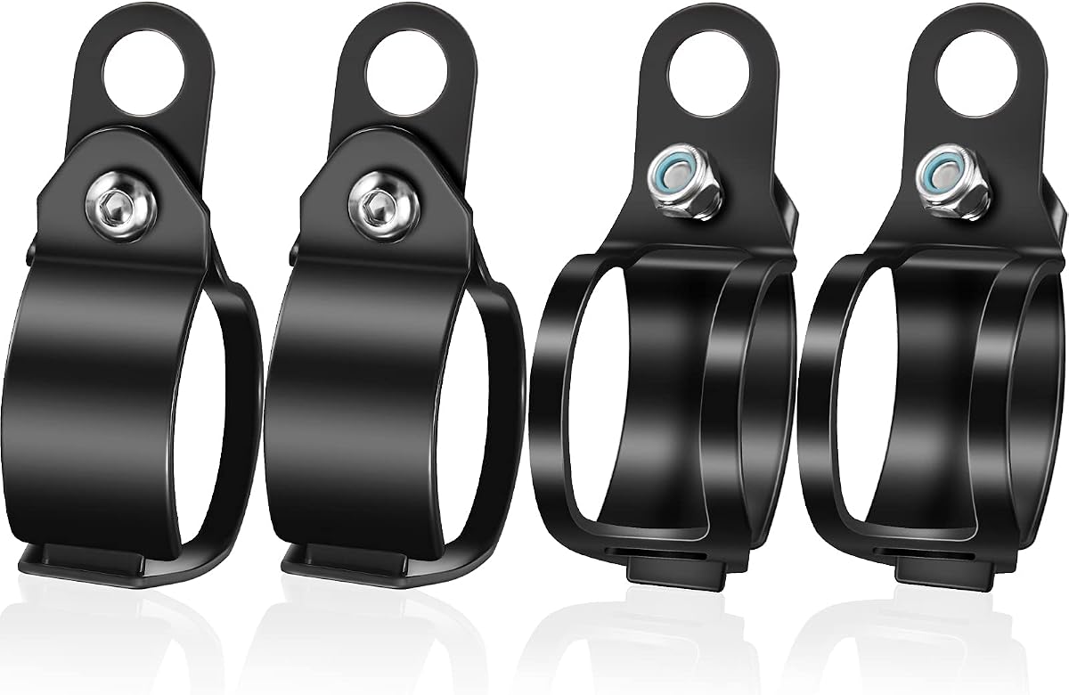 Frienda 2 Pares Soportes Indicadores de Horquilla de Motocicleta Soportes de Montaje de Señal de Giro de Motocicleta de Metal Abrazaderas de Soporte de Indicador de Luz de Señal de Giro Abrazaderas de Reubicación de Horquilla Negras, 30-43 mm, Negro