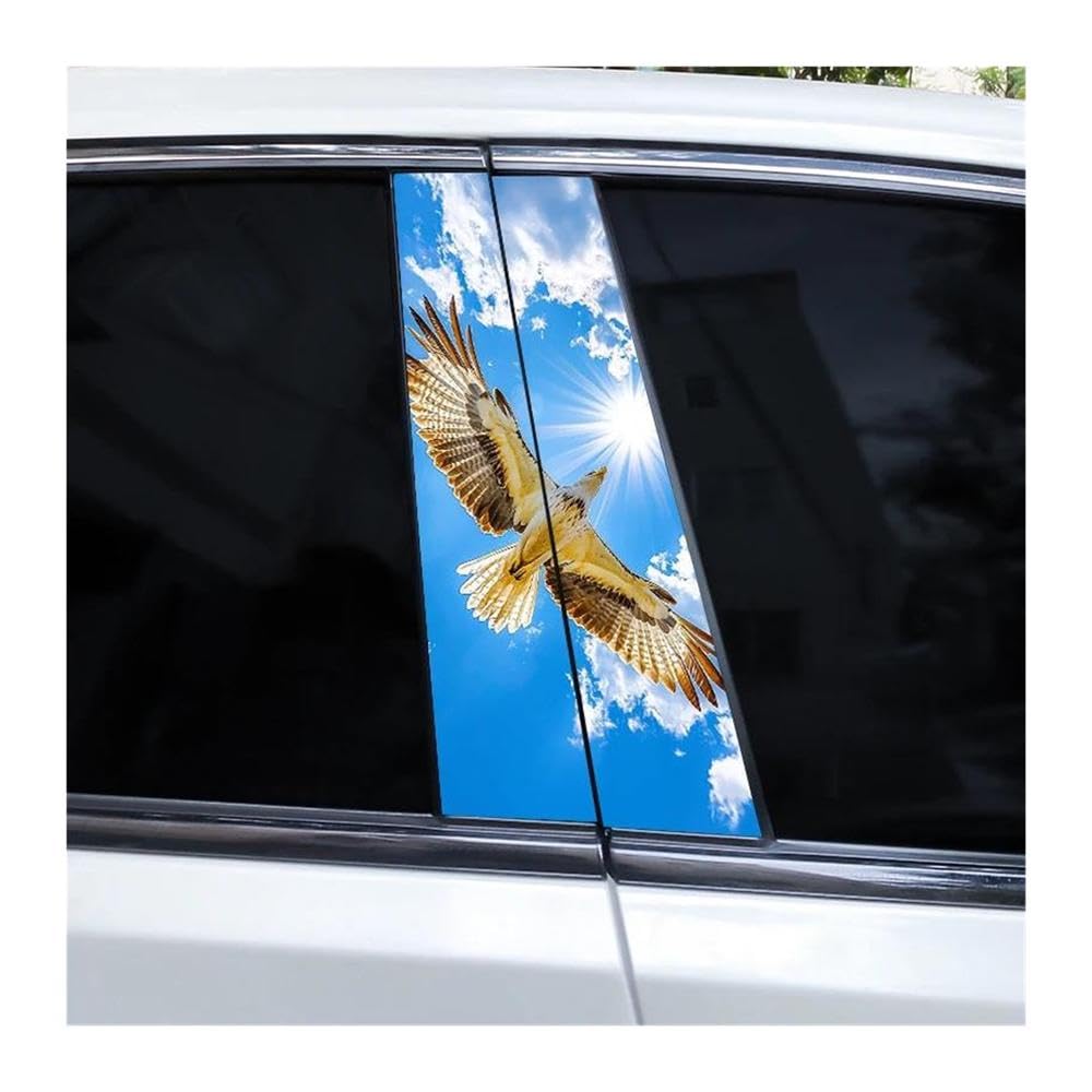 Body Parts 2pcs Car Center Pillar Sticker Eagle Wings Flying Through The Clouds Auto B-Pillar Waterproof Decals(L)