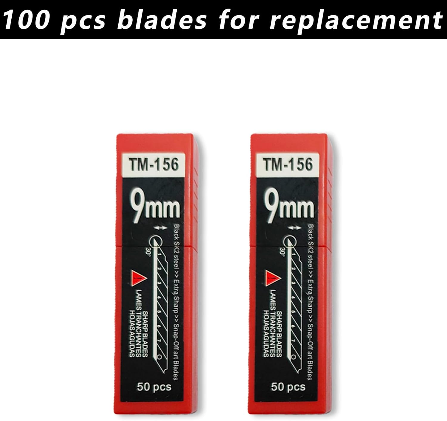 100Pcs Utility Knife Blades 30 Degree 9mm Snap Off Blades,Art Knife Replacement Carbon Steel Blades for Arts,Crafts,Carton,Box,Paper and Window Tint Cutting