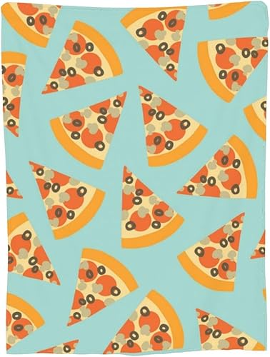 Miniatura 9 de Manta de franela de dibujos animados con rebanadas de pizza e ingredientes, súper suave, acogedora y cálida, manta de microforro polar para el