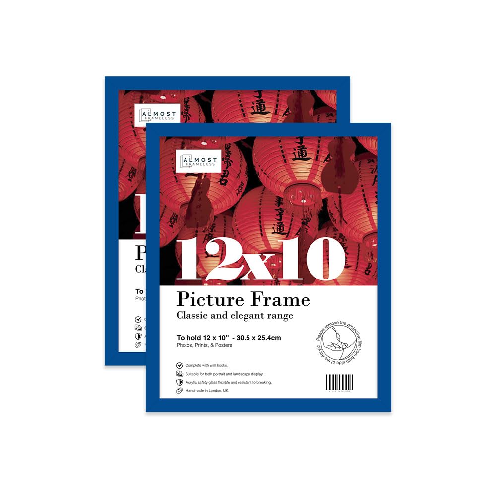 Almost Frameless 12x10 Blue Picture Frame Set of 2, Display 12x10 Picture Gallery Wall, Poster, Photo, Artwork, or Print, Yellow — image 1