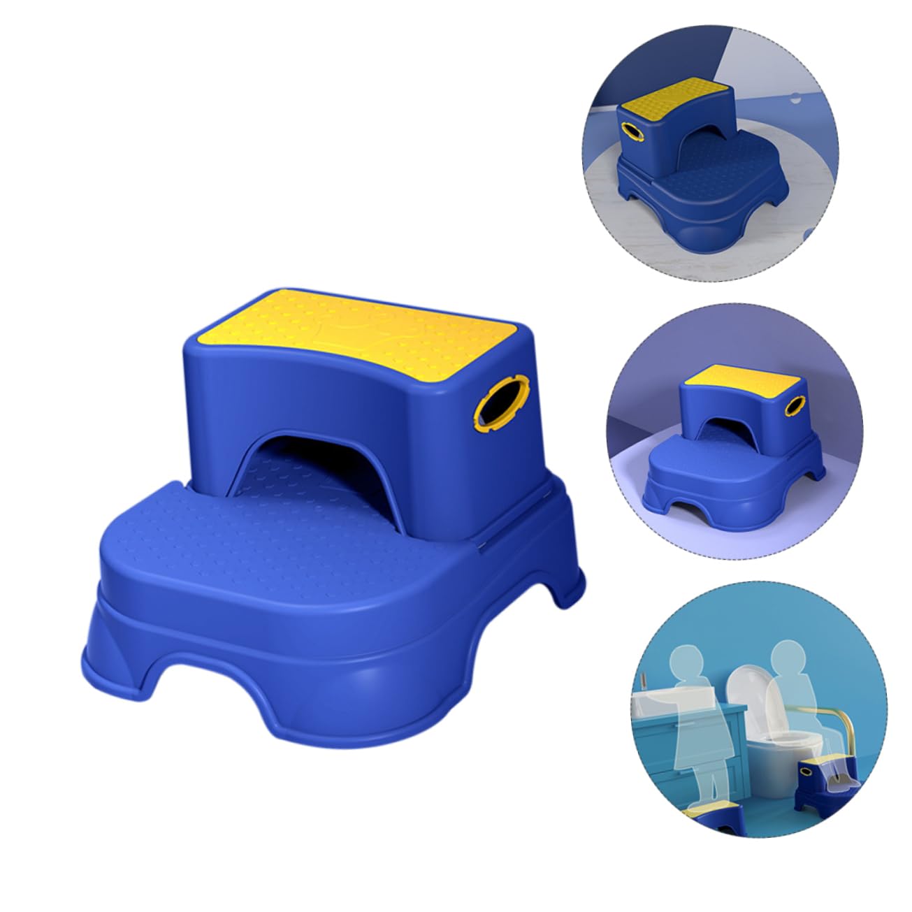 BESTonZON Taburete de Escalón Infantil de Doble Taburete Pies de Baño Antideslizante Herramienta de Seguridad Baño Color Amarillo y Azul