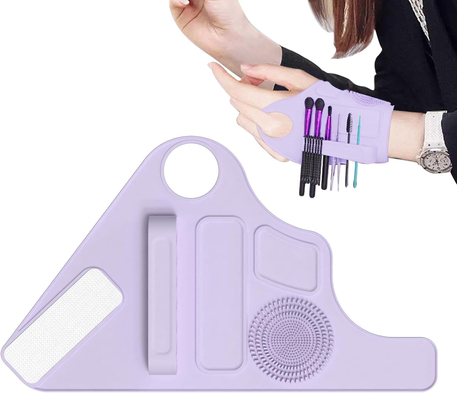 Silicone Brush Cleaning Mat Makeup Wristband for Eyeliner Brush Art Supplies Blue Health & Beauty | Makeup | Makeup Tools & Accessories | Brush Cleaners (Purple)-image-5