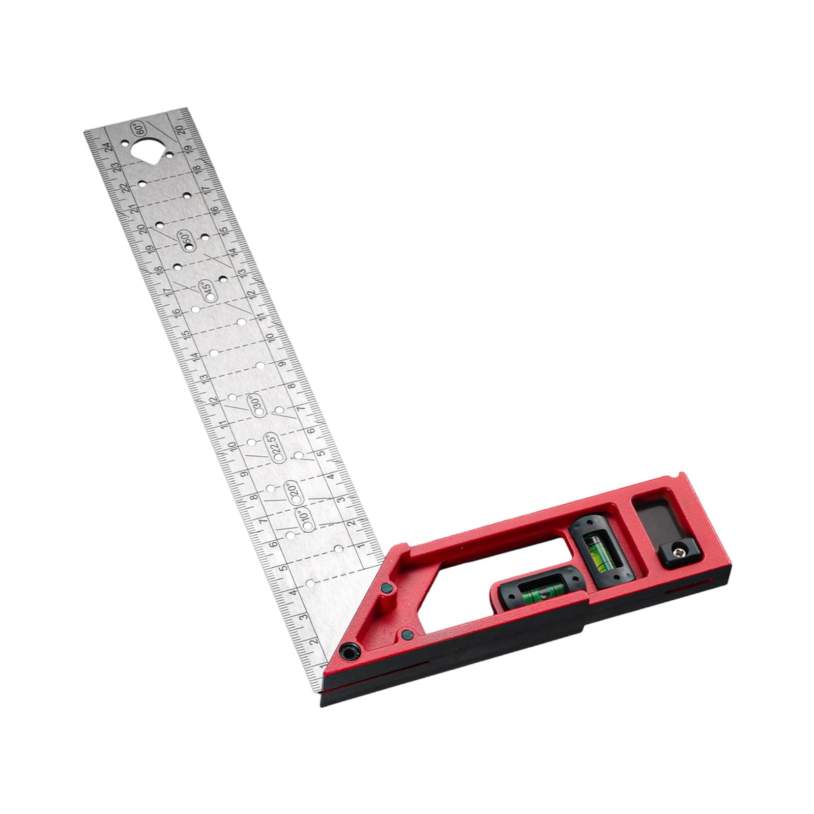 Accurate Carpentry Layout Instrument with Marking, Bubble Indicators, Multiple Hole Designs Lasering Scale Professional Measuring Instrument