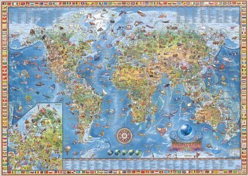 Amazing World educational illustrated wall map for kids 54" x 39": Ray ...