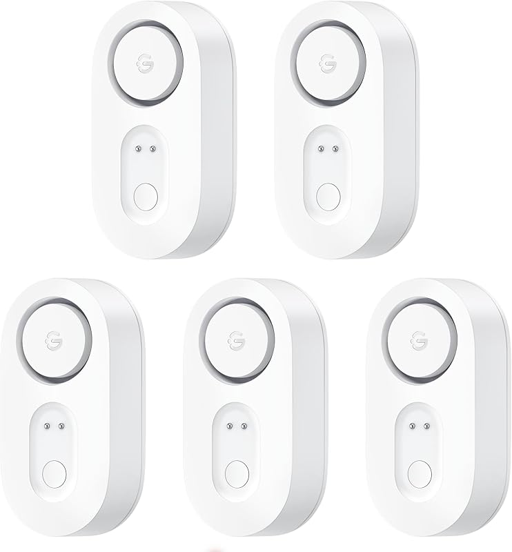 Upgraded Water Leak Detector with 105dB Adjustable Alarm, 5 Pack | Dual probes detect leaks, 5Yr Battery Life, IP67, Suit for Home, Basement, and Kitchen, Cannot Connect to WiFi Directly