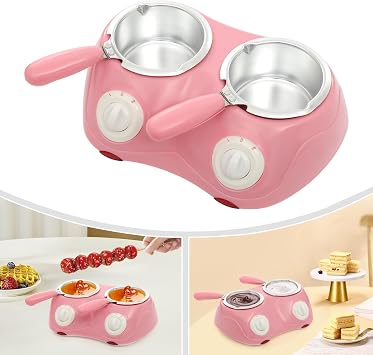 Dual Electric Chocolate Melting Pot Set,Pot Chocolate Melting Pot,Candy Making Fondue Fountain,2-Temperature Gear Melter, for Drizzle,Dip Decorate fruit,Chocolate Candy Milk Cheese Tempering Machine