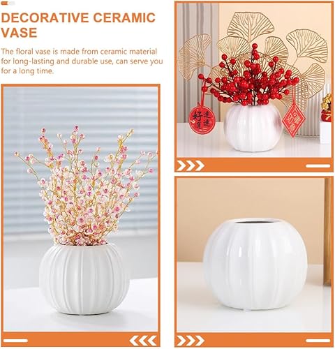 Miniatura 7 de Zerodeko Jarrón floral de cerámica para calabaza, maceta para suculentas, florero seco, único mini maceta para cosecha de otoño, Halloween,