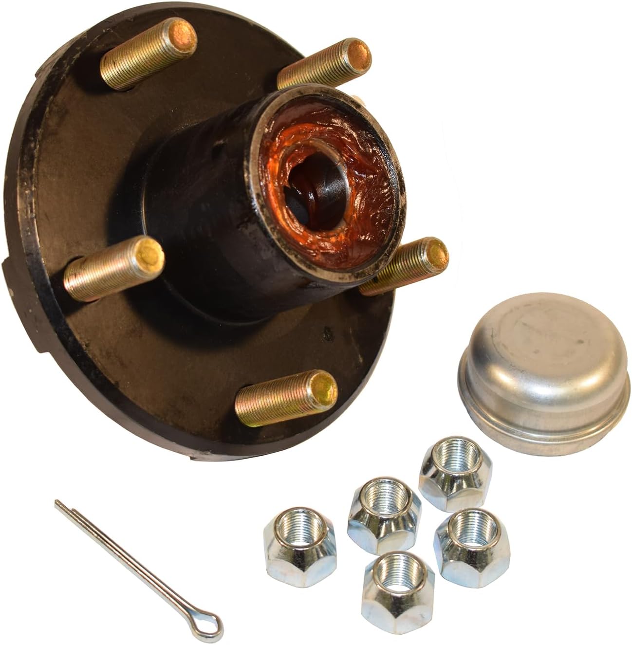Rigid Hitch Pre-Greased Trailer Hub Kit (RHI-150-PG) 5 Bolt on 4-1/2" Bolt Circle with 1 Inch I.D. Bearings