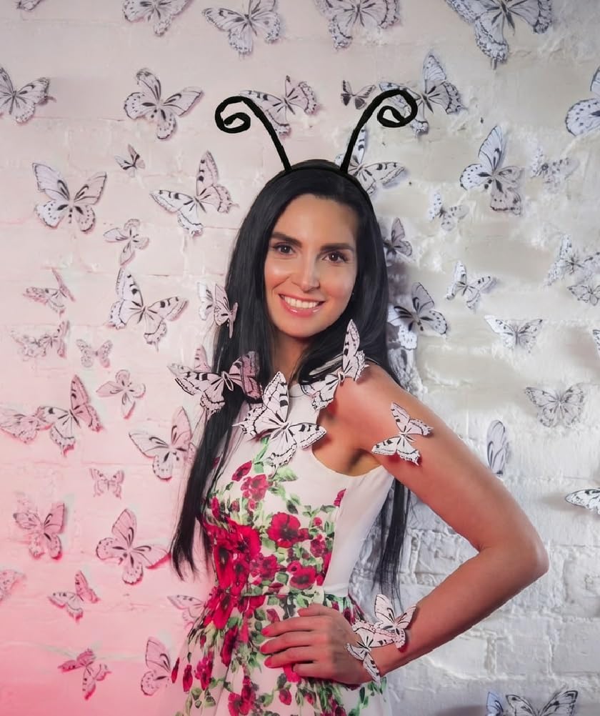 Butterfly Antenna Headband for Women and Men, Ladybug Alien Antenna Headband for Adult Insect Costume