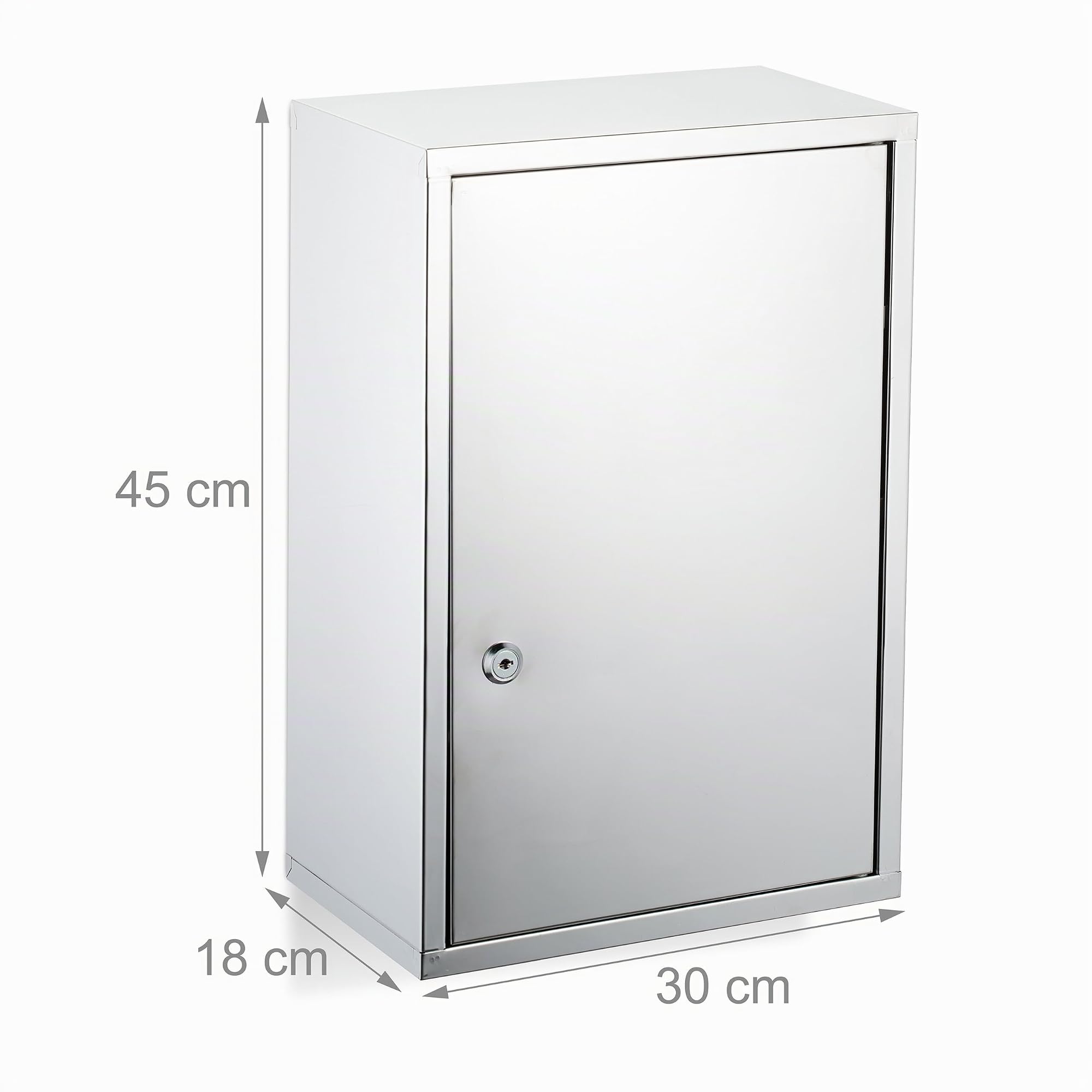 Relaxdays Medizinschrank Edelstahl, HBT: 45x30x18 cm, Silber | Medikamentenschrank
