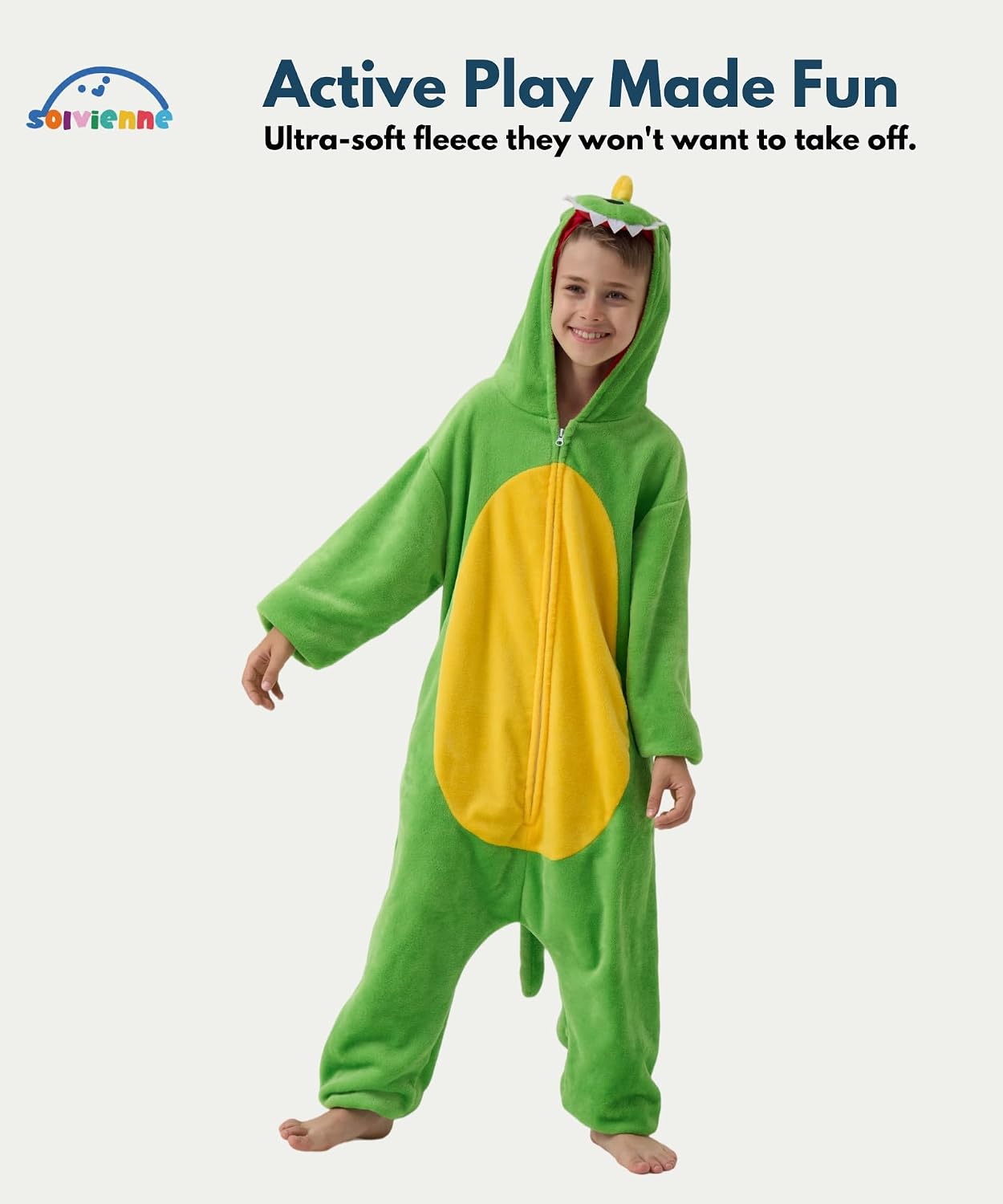 Kids Animal Onesie, Zip Up Flannel Pajamas with Pockets for Boys and Girls, Halloween Costume Cosplay Loungewear