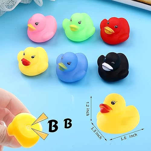 Miniatura 5 de Paquete de 50 mini patos flotantes de goma multicolor para bebé, ideal para patitos Jeep, ducha, fiesta de cumpleaños, regalo de carnaval (1.6 x 1.5