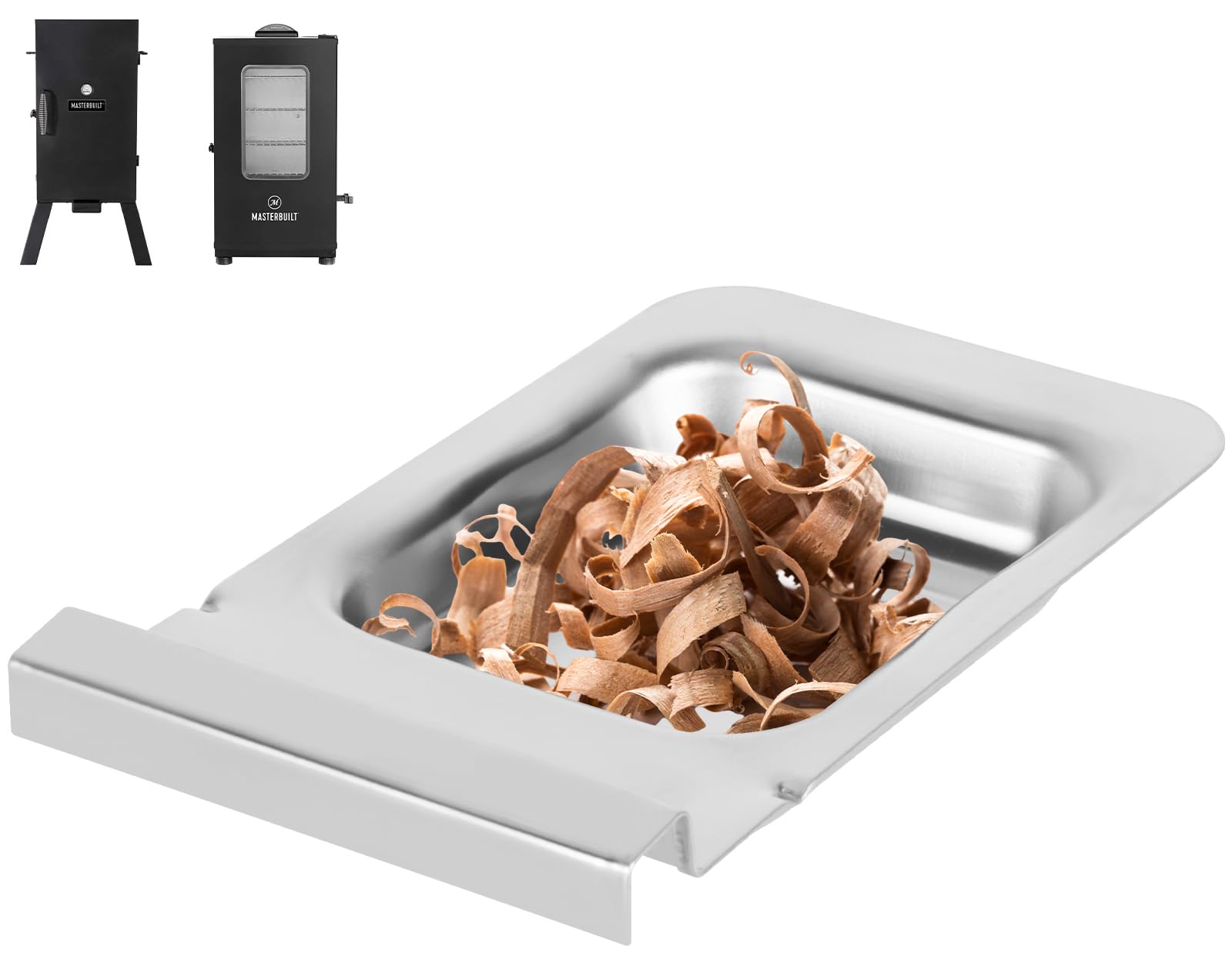 DcYourHome Stainless Steel Replacement Wood Chip Tray for Masterbuilt 30 and 40 Inch Digital Electric Smoker, Wood Chip Box Parts for 9007140023 Masterbuilt Electric Smoker Accessories,7.5''L X 4.5''W