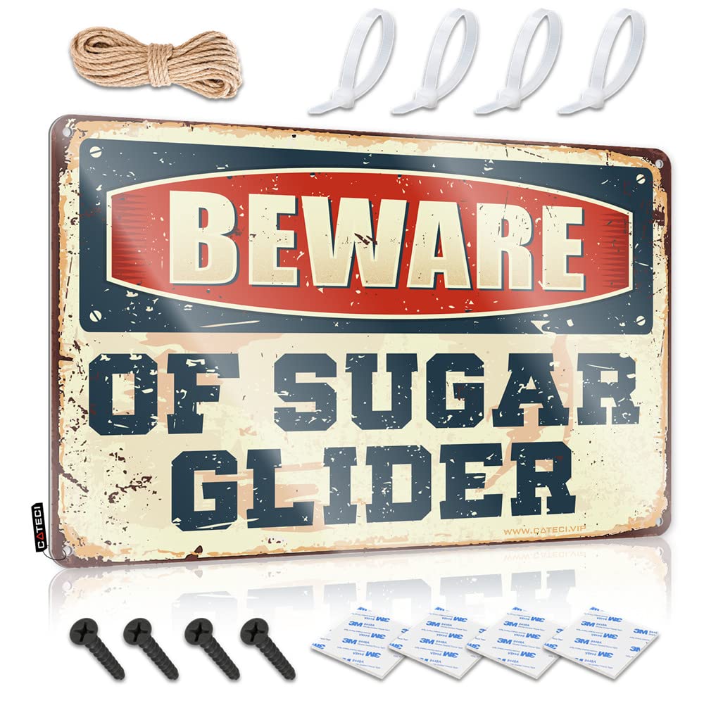 Funny Wall Decor Signs Beware Of Sugar Glider Sign Metal Vintage Signs Metal Home Bar Signs(30X40CM)