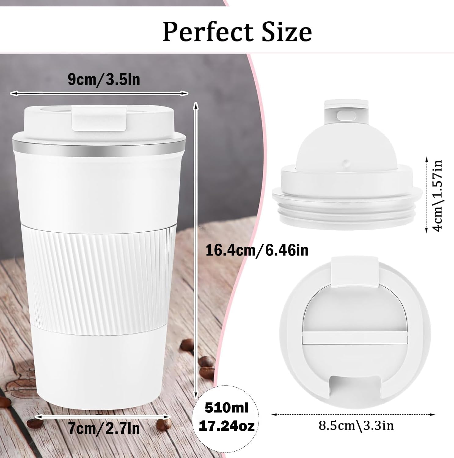 Eastrise Travel Mug,Insulated Coffee Cup with Leakproof Lid,Reusable Travel Coffee Mug,Stainless Steel Coffee Cup for Hot or Cold Drinks(White/18oz) - Image 2
