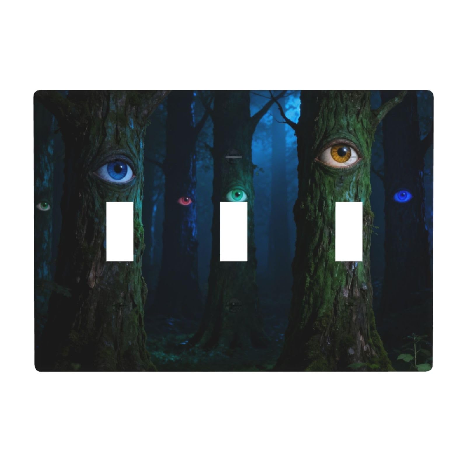 Eyes with Trees 3 Gang Switch Plate Cover-Unbreakable Polycarbonate Wall Plate, Heat Resistant Toggle Switch Decor for Home