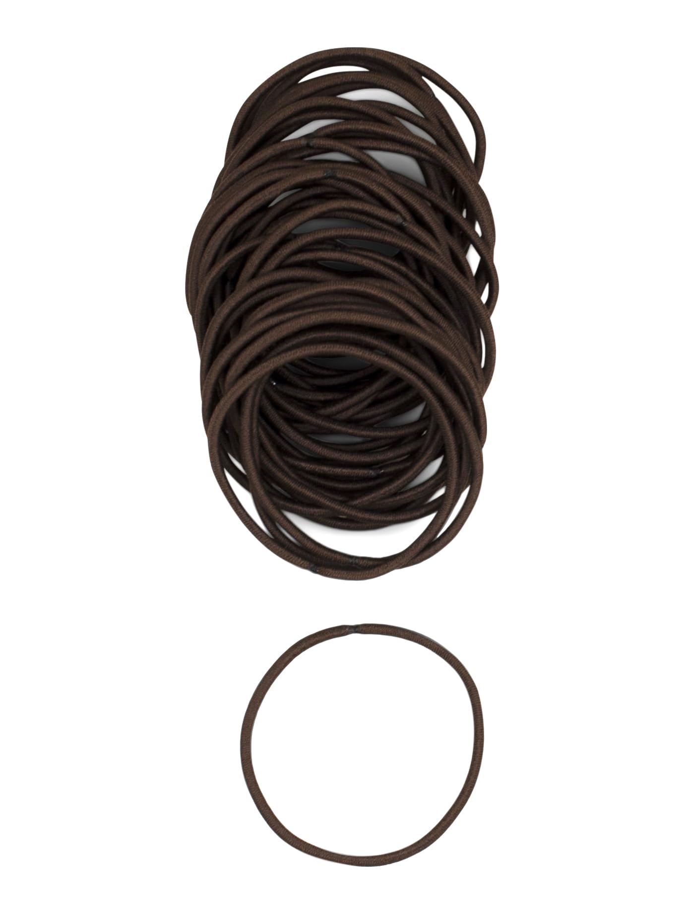 Heliums Thin Hair Bands - Dark Brown - 2mm Hair Elastics for Fine Hair 40 Count, 4.5cm Diameter, Medium Hold Hair Bobbles - Image 2