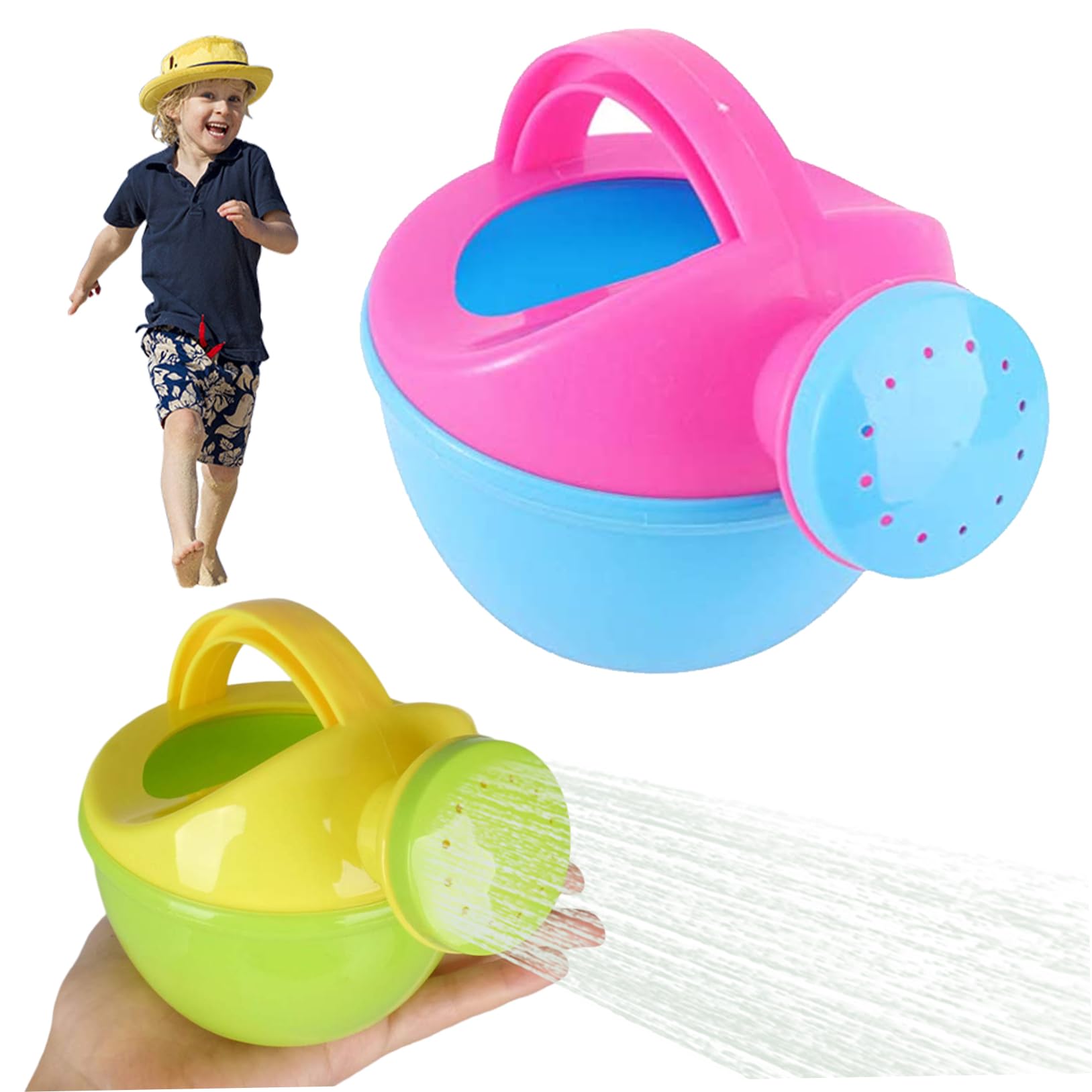 Kids Watering Can, 2Pcs Plastic Watering Cans for Kids Funny Bath Toy Educational Gardening Random Color — view 3