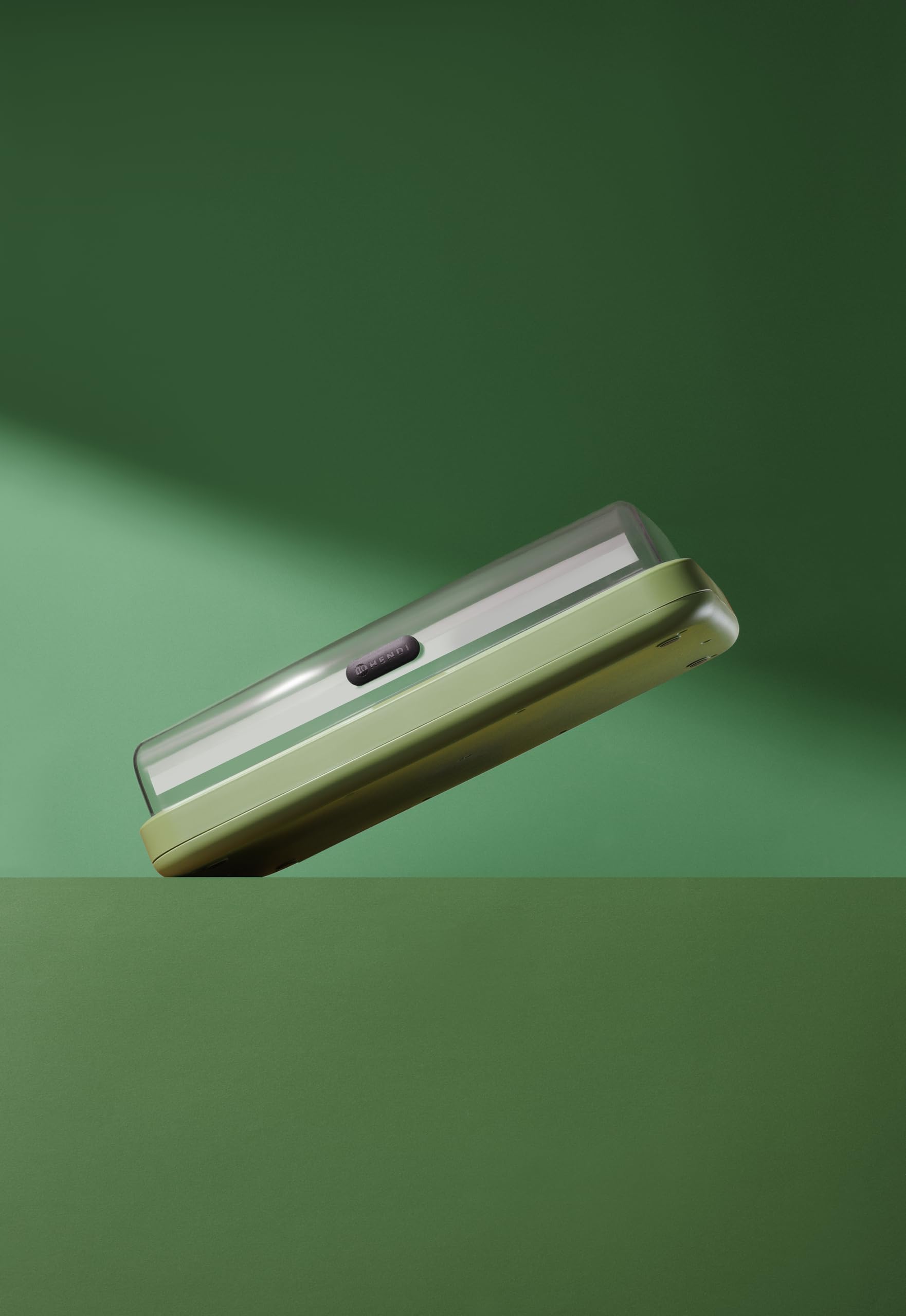 HENDI Vetrina refrigerata UNIQ con coperchio ribaltabile in ABS, set con vassoio in acciaio inox GN 1/1, elemento refrigerante, 593x389x(H)147mm, polipropilene, verde