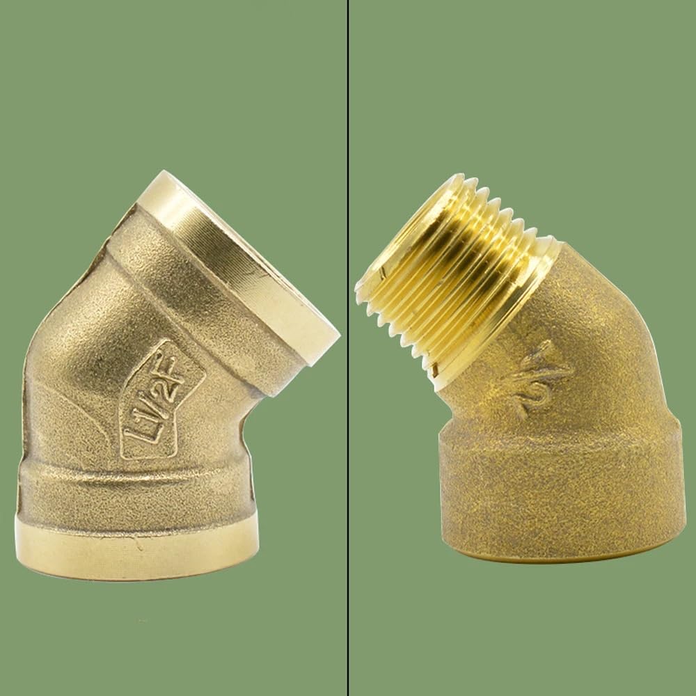 1/8" 1/4" 3/8" 1/2" 3/4" 1" 1-1/4" 1-1/2" 2" Male Female Brass 45 Degree Elbow Pipe Fitting Coupler Connector Water Gas Oil(Equal Female BSP,45 DEGRE Elbow_1-1/4")