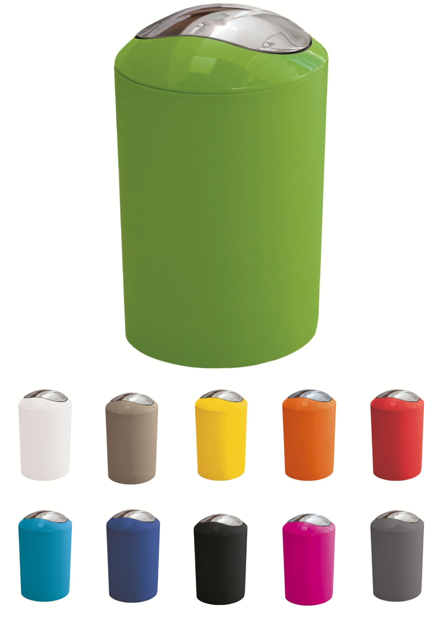 KW "Gleam 5Ltr Swing Bin - Compact Bathroom/Office/Bedroom/Waste Bin (Green)