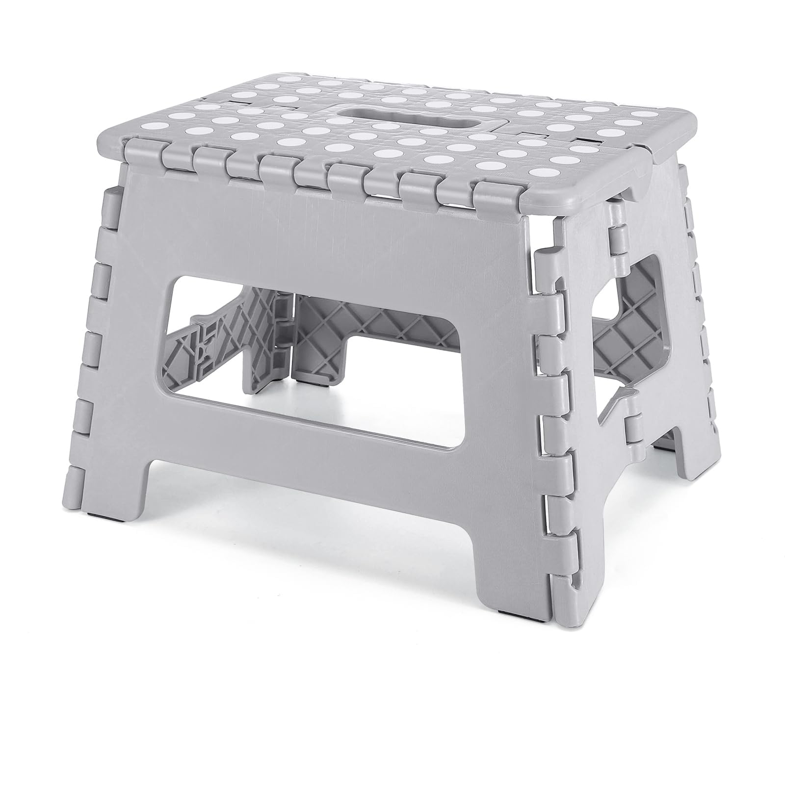 EasySpeed Folding Stool, Kitchen or Bathroom, Small Ladder, Children's Stool, Load Capacity 150 kg Bench, Step for Adults and Children, Grey (29 x 22 x 27 cm)