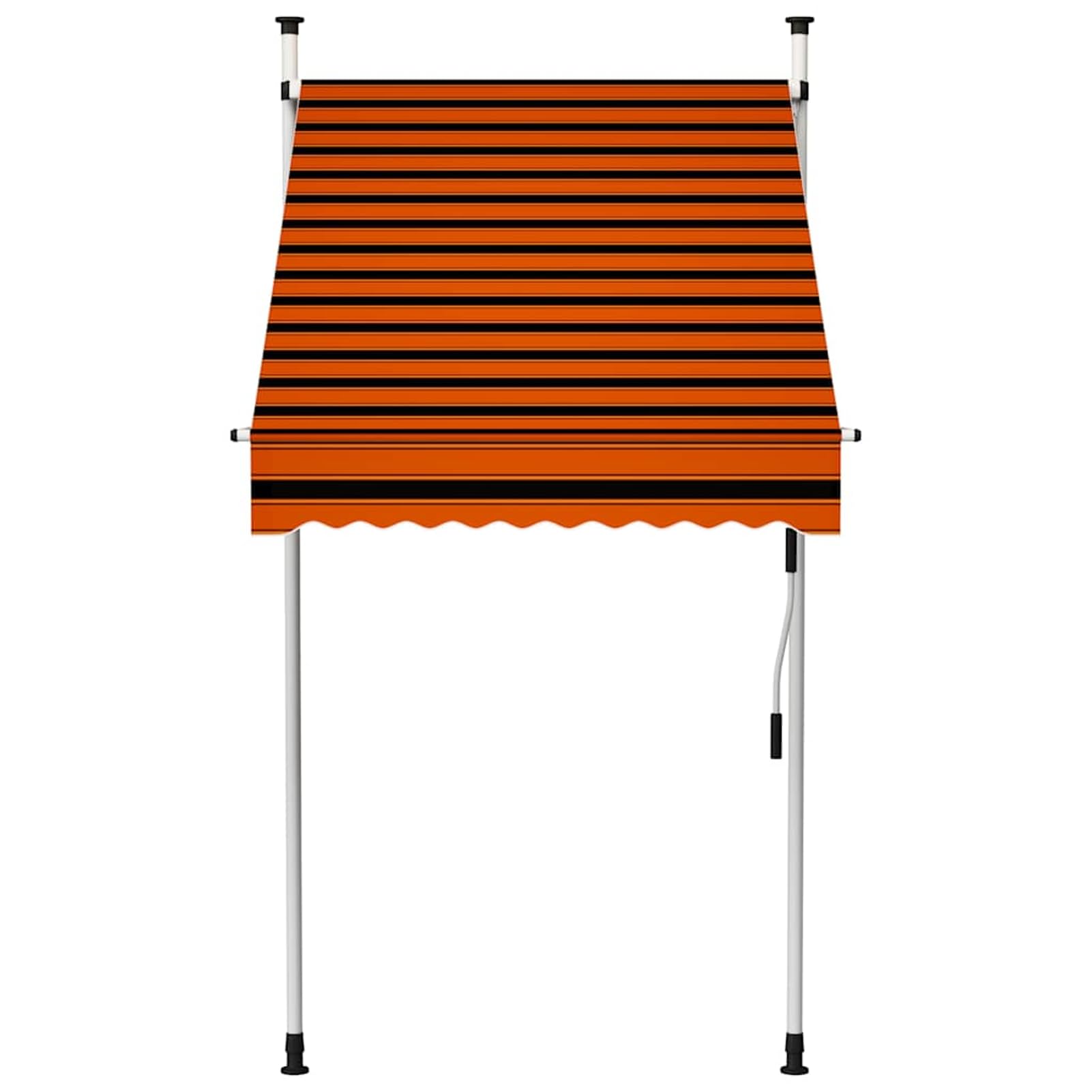 Wysuwana markiza balkonowa, obsługiwana ręcznie, 100 cm, pomarańczowa i brązowa, bez wiercenia, z korbą ręczną, aluminiowa markiza odporna na promieniowanie UV, regulacja wysokości i działanie