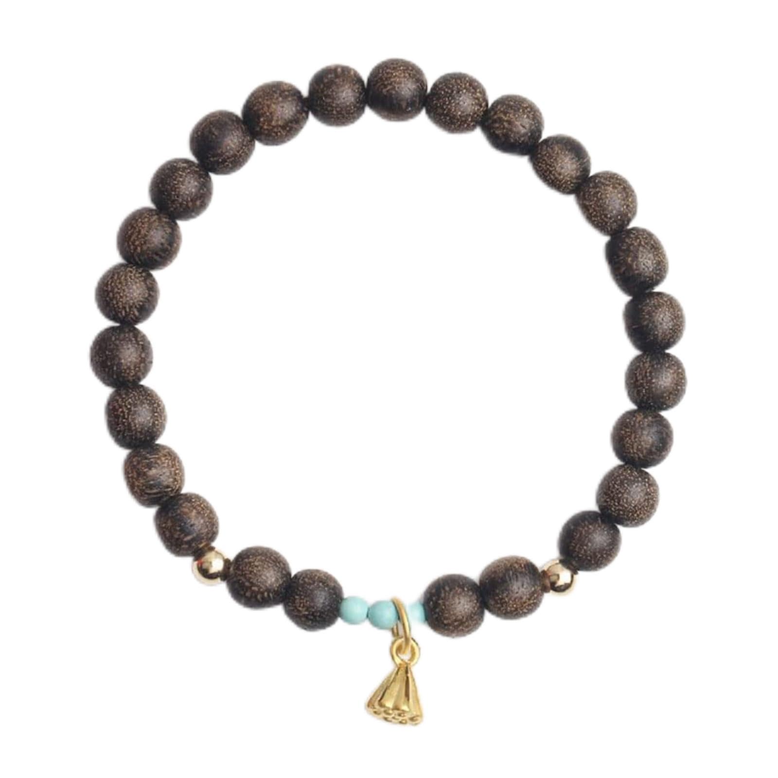 Pulsera de cuentas de madera de agar vietnamita natural para meditación y oración, hecha a mano, pulsera zen de sándalo para atención plena y buena suerte