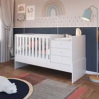 Berço Minicama com Cômoda Eva Unissex Branco