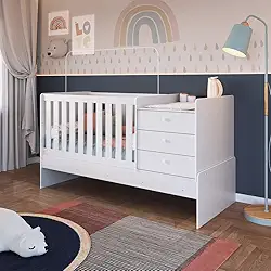 Berço Minicama com Cômoda Eva Unissex Branco