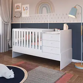 Berço Minicama com Cômoda Eva Unissex Branco