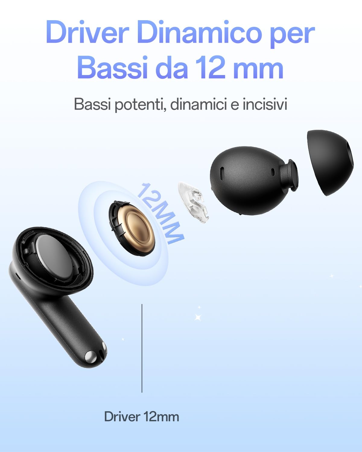 OPPO Enco Air5 auricolari wireless, Bluetooth 6.1 in-ear stereo, cancellazione rumore 52dB adattiva, driver bassi 12mm, tre microfoni chiamate IA, autonomia 54h, IP55, Midnight Black
