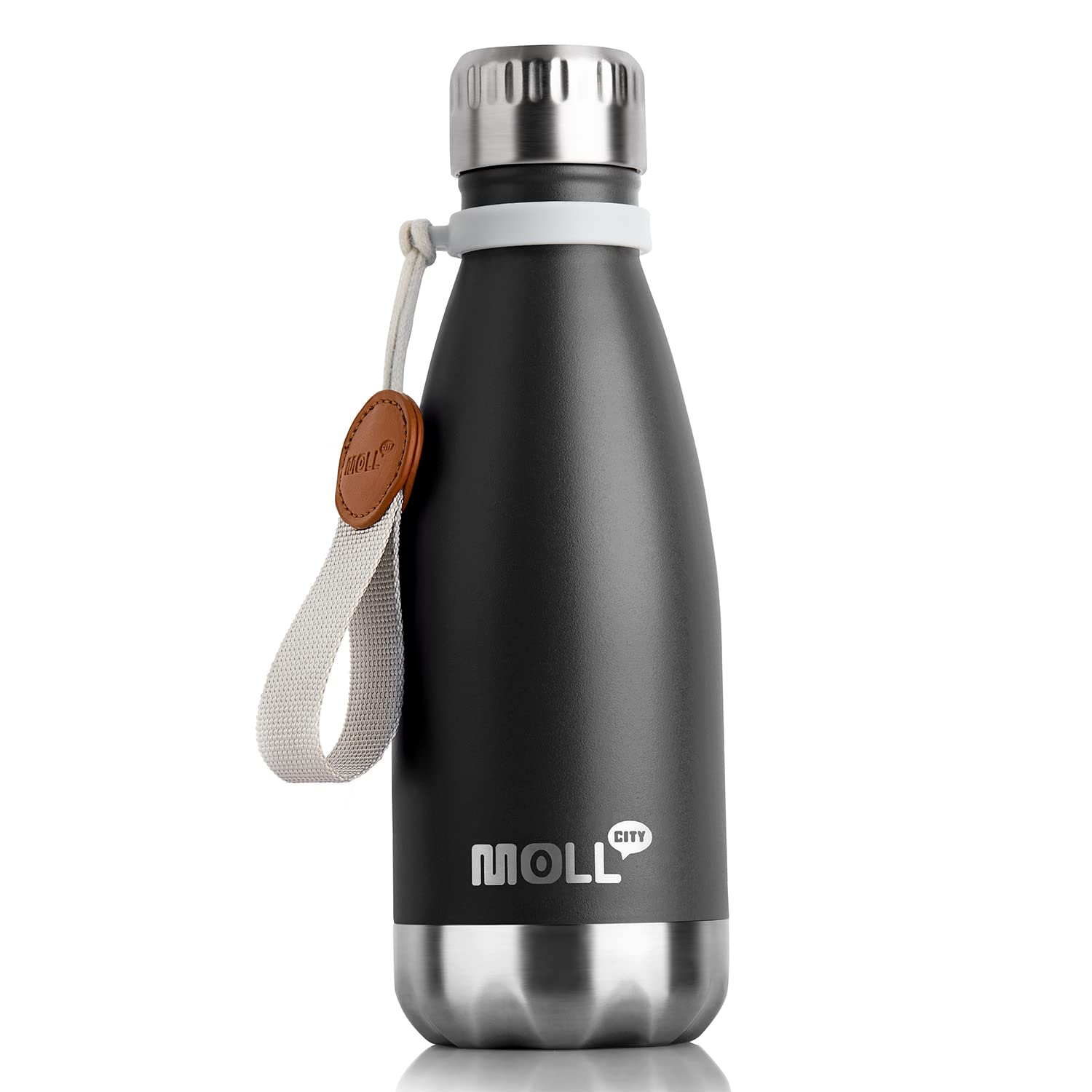 Mollcity Kids Water Bottle for School-12 oz Stainless Steel Double Wall Vacuum Insulated Sports Water Bottle for Boys-Reusable Metal Travel Leak Proof