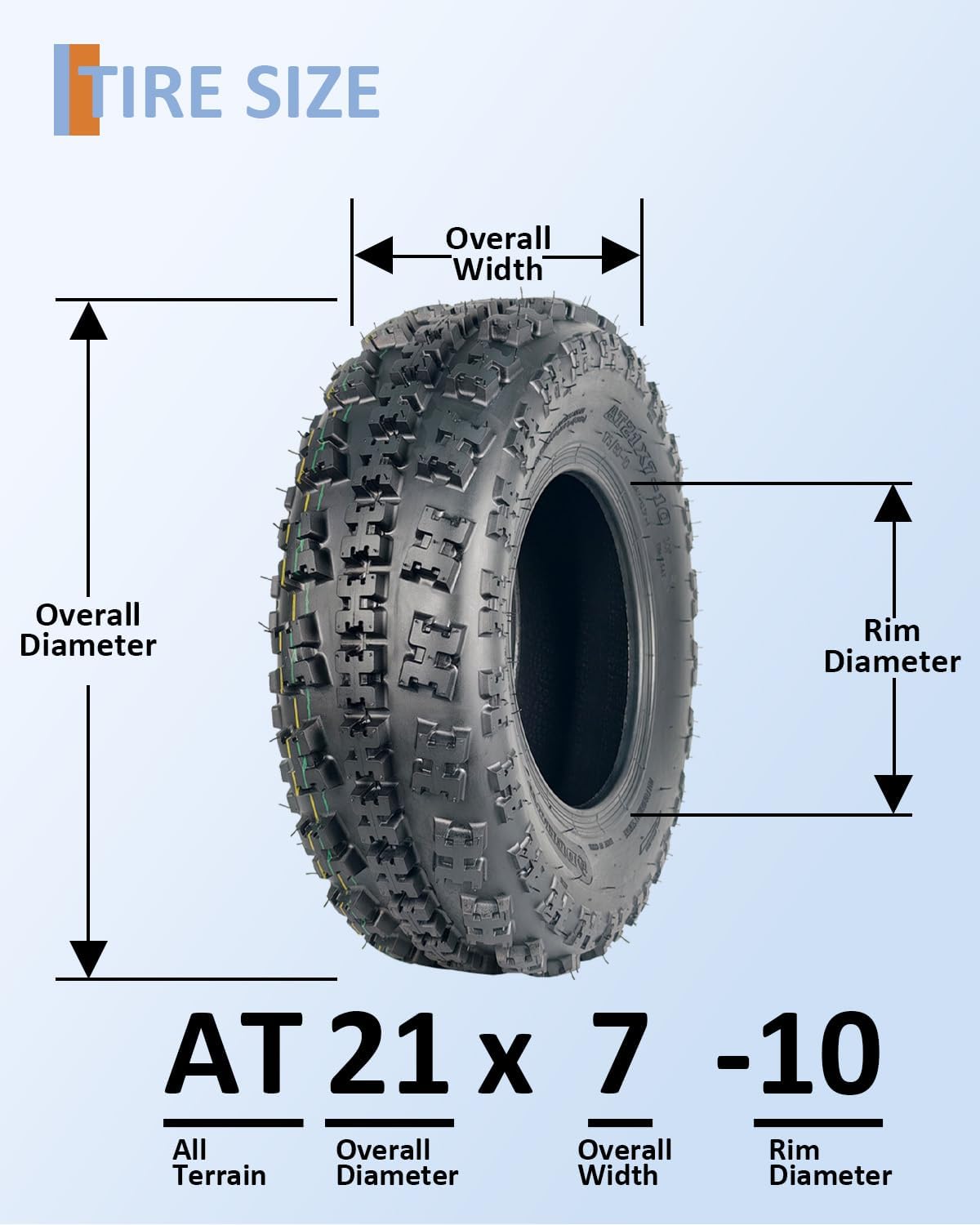 GarveeTech 21x7-10 ATV Tires, Sport Front UTV Tires 21x7x10, 6 PR, Tubeless, Quad ATV Tire for UTV, Side By Side, Off-Road Adventures, Snow and Trail Riding (Set of 2)