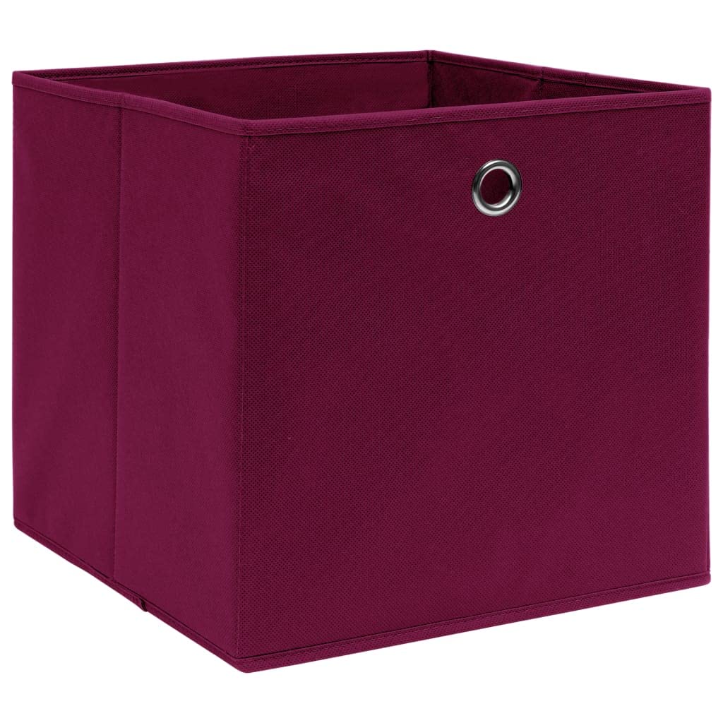 vidaXL 10x Aufbewahrungsbox Zusammenklappbar Spielkiste Regalkorb Faltkiste Korb Kinderbox Box Kiste Regalbox Staubox Dunkelrot 32×32×32cm Stoff