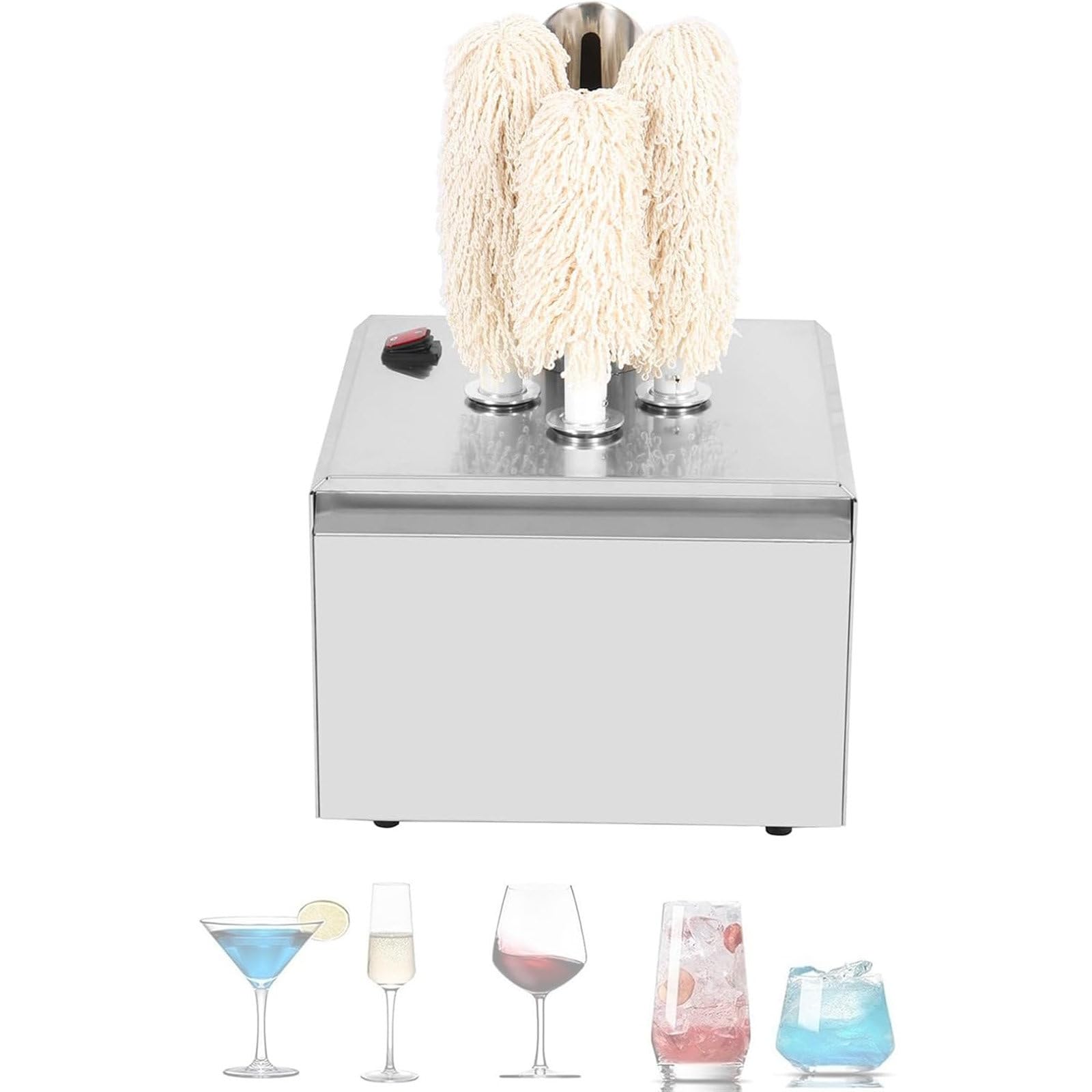 XueFulxion Electric Wine Glass Polisher,Commercial Glass Wiping Machines,Professional Wine Glass Drying and Polishing Machines,Removing Water Stains and Fingerprints,for Bars Kitchen 3heads