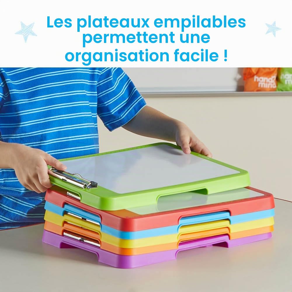 Learning Resources Tableaux Inclinés pour Écriture, Ensemble de 6, Encourage la Bonne Posture, Réduit la Fatigue, Surface Effaçable, Idéal pour Ecole Primaire, Éducateurs et Parents, Enfants 4 5 6 ans