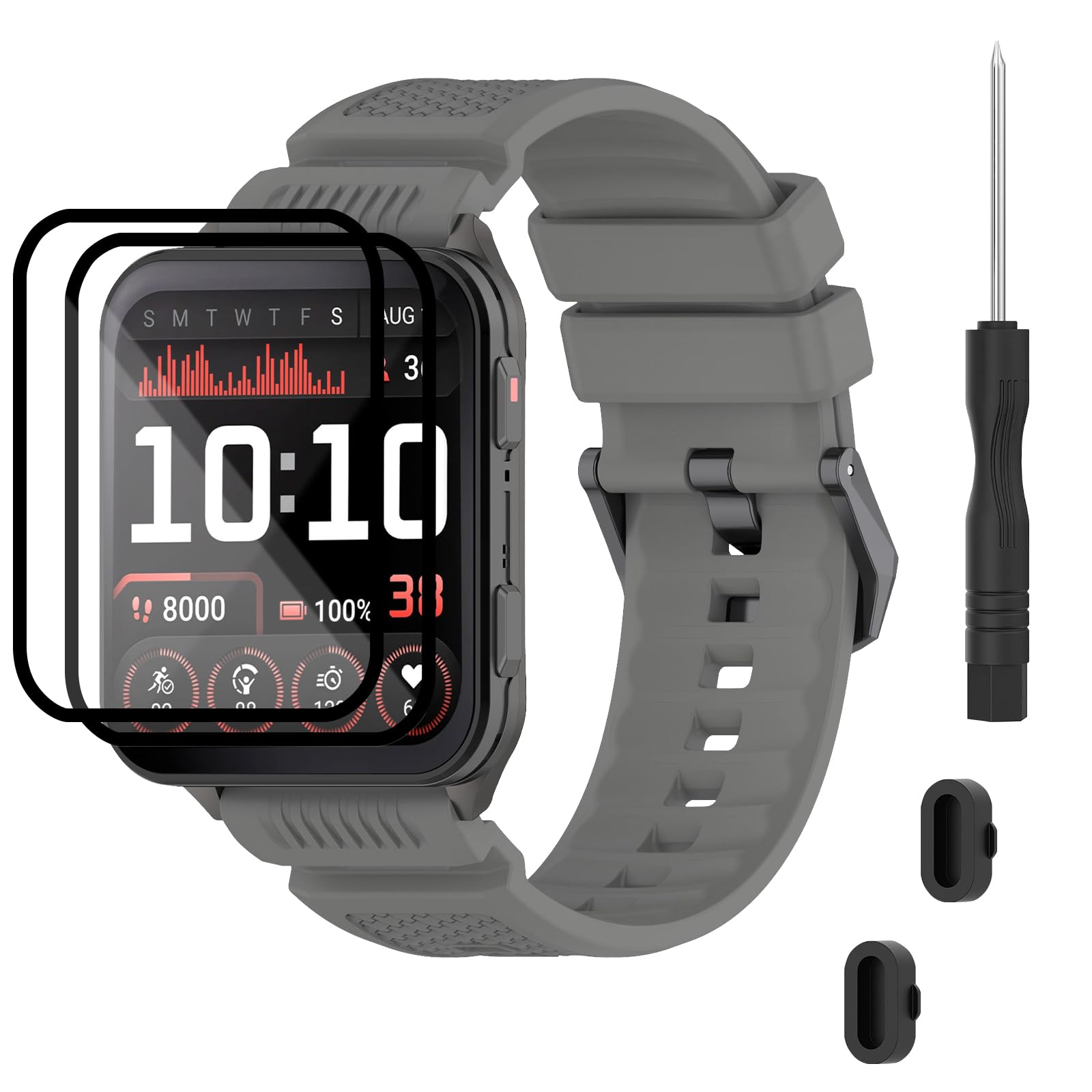 TopPerfekt Straps Compatible for Garmin Venu X1, Soft Silicone Watch Strap, Waterproof Adjustable Sport Replacement Wristbands for Venu X1 Smartwatch for Women and Men (Dark Gray)