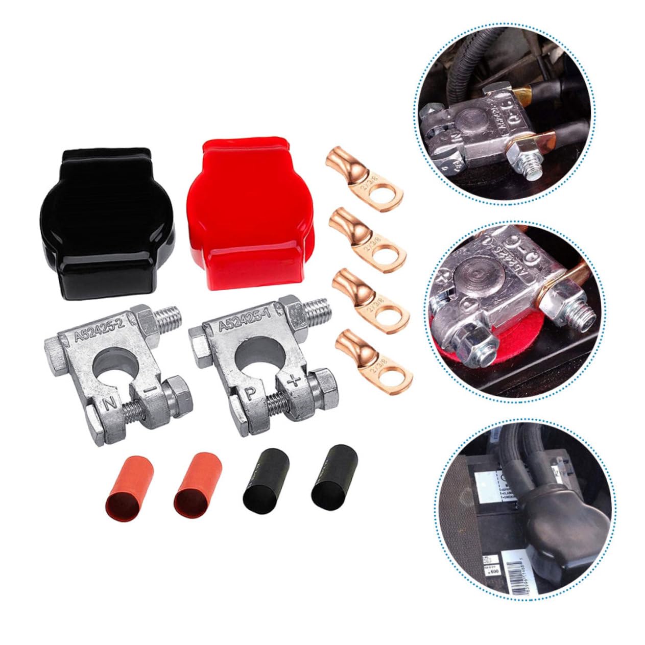 1paire Kit De Connecteurs De Borne De Batterie Lourds Accessoires Pour Véhicules Automobiles Avec Isolante Et Couvercles Pour Connexions Sécurisées