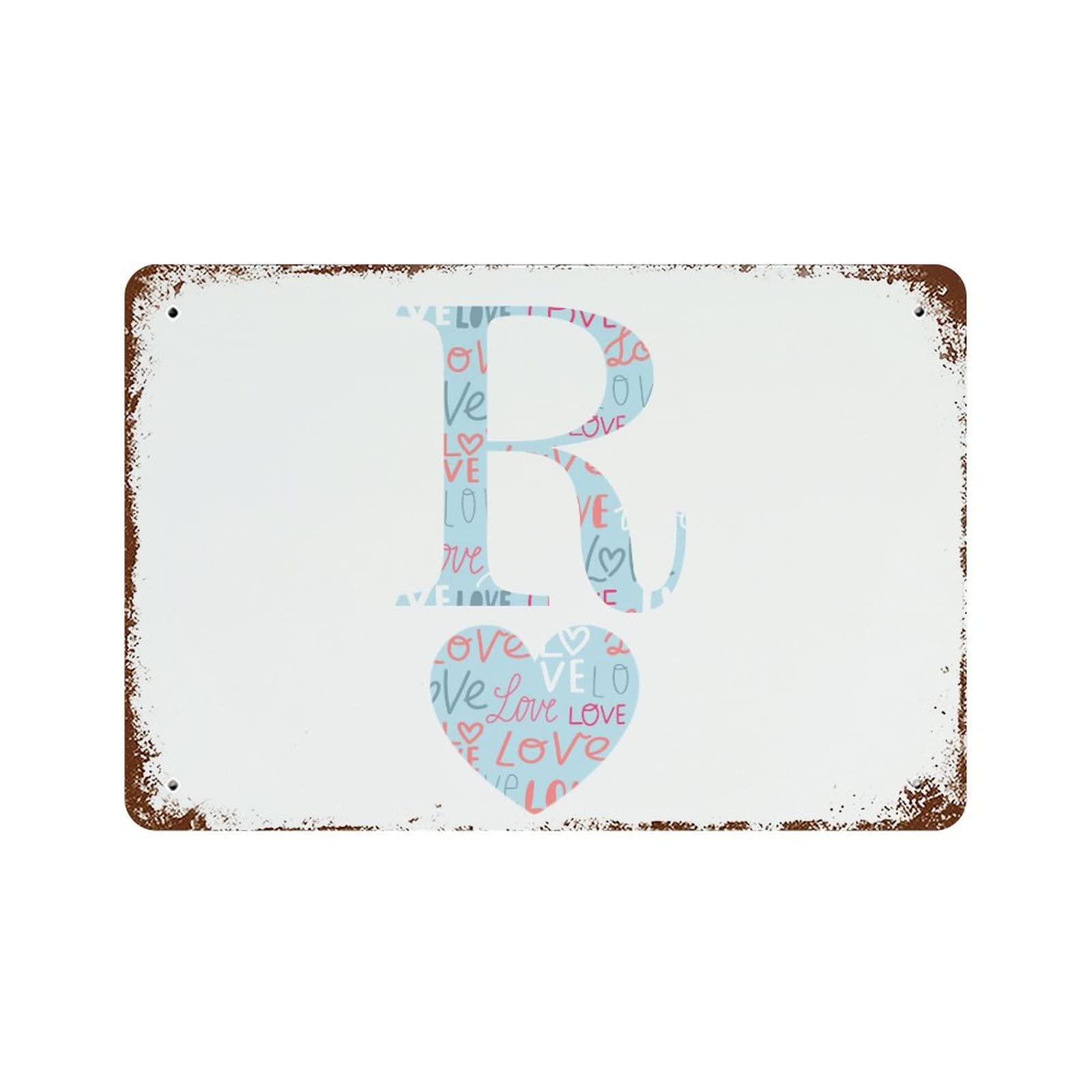 Lettre R déco vintage pour salon : monogramme Saint-Valentin aluminium
